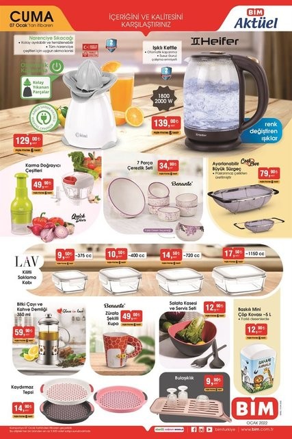 7 Ocak 2022 BİM Kataloğu 7 Ocak 2022 BİM Aktüel Ürünler Kataloğu: BİM'de Bu Hafta Neler Var? 7 Ocak BİM Kataloğunda Neler Var?